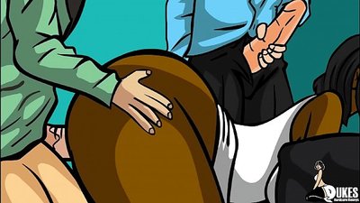 Студэнты займаюцца сэксам з чорным настаўнікам пасля школы